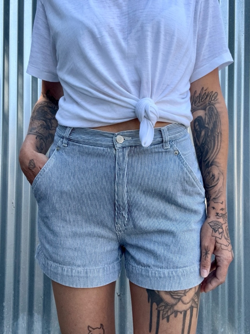Vintage Hickory Stripe Denim Suppy Company Carpenter Shorts